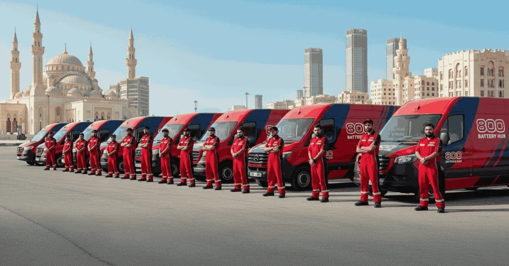 Expert technicians network across Abu Dhabi - 40+ experts for car battery replacement service