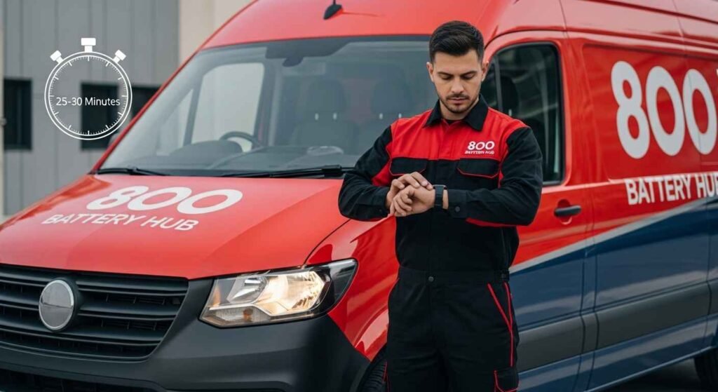Fast car battery service in Abu Dhabi with average response time of 15-20 minutes
