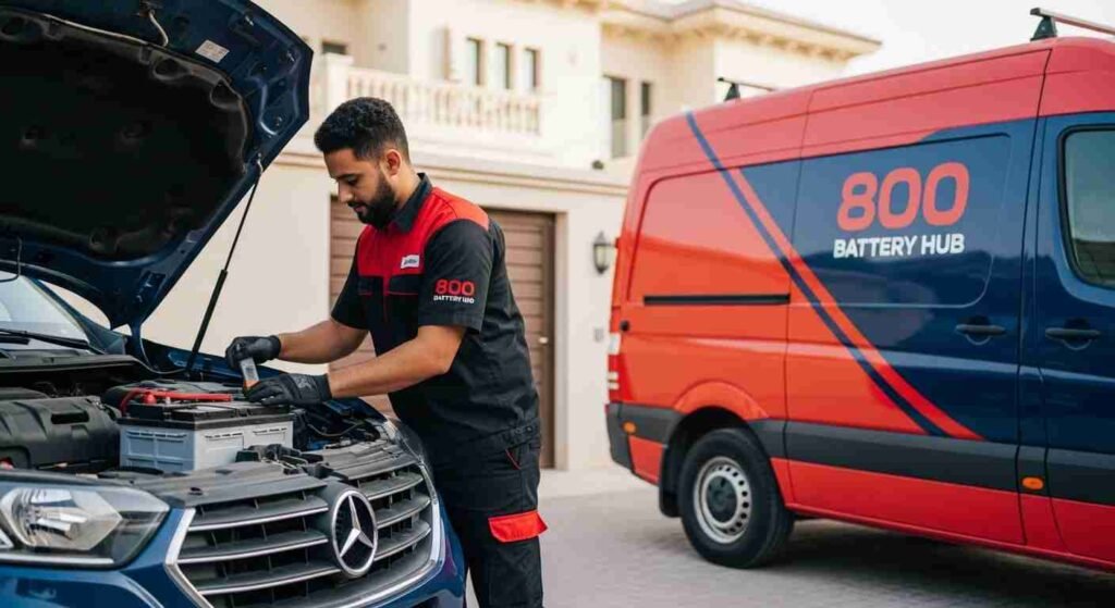 Car battery replacement at home in Dubai by experienced technician
