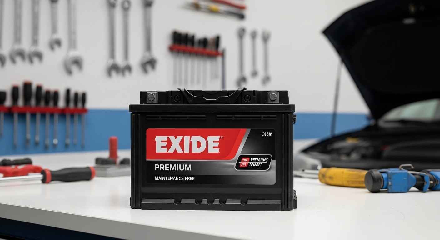 Technician performing Exide battery replacement service in UAE