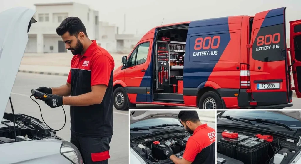 On-site diagnostics and car battery replacement with safe professional installation in Central Ajman UAE