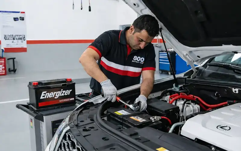 Safe battery installation with terminal protection and proper fitment