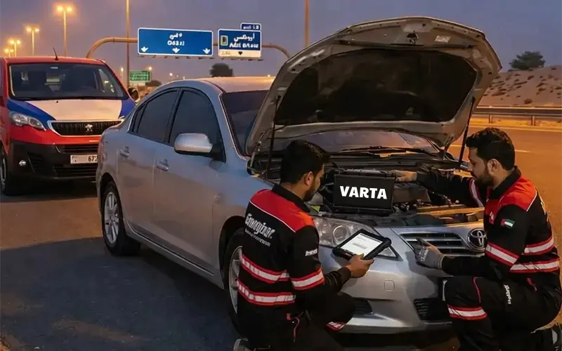 Roadside Kia battery replacement on Sheikh Zayed Road or anywhere with fast on-site installation